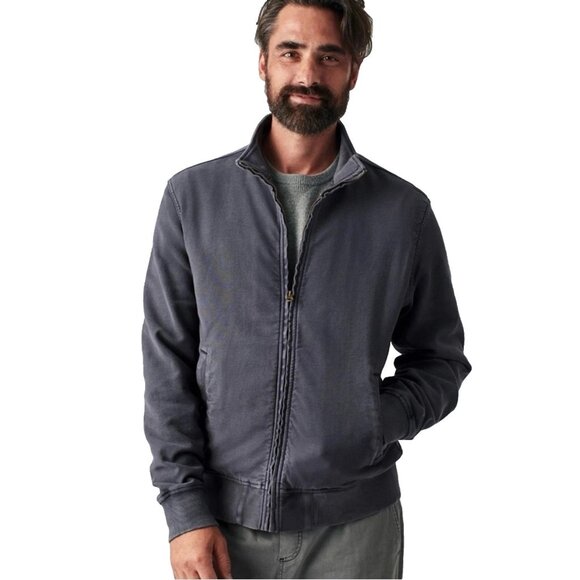 Faherty Other - Faherty Mens Large Terry Tanker Jacket Navy Full Zip Stretch Long Sleeve Pockets